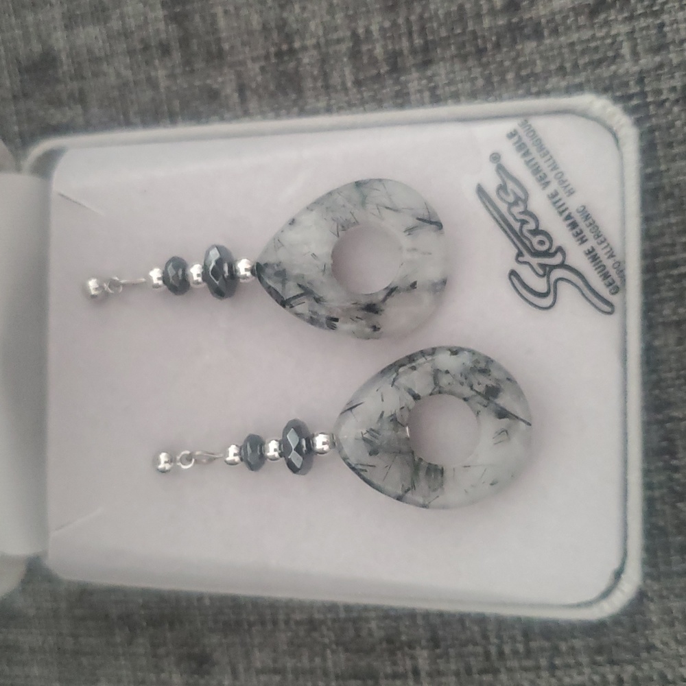 Silver and Gray Earrings